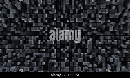 Black abstract squares backdrop. Black 3d abstract background with squares Stock Photo