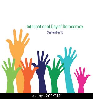 International Day of Democracy. September 15 concept design. Black Hand. Abstract design for election Stock Vector