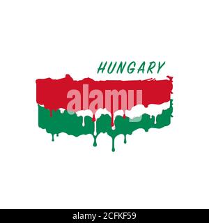 Painted Hungary flag, Hungary flag paint drips. Stock vector illustration isolated on white background Stock Vector