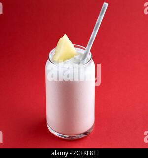 Cold fresh melon smoothies in glass, summer drink beverage, healthy food concept, freshness, exotic fruits Stock Photo