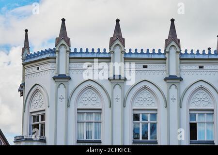 Facades on the historic market square of the Hanseatic city of Greifswald, Germany. Stock Photo