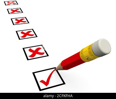 positive and negative check marks on seesaw Stock Photo - Alamy