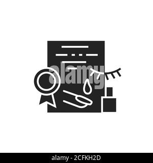Beauty industry courses black glyph icon. Educational nail service, makeup, eyelash extensions. Pictogram for web page, mobile app. Stock Vector