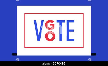 White ballot with text Go Vote in red frame. Election of the President or Government, polling day in USA, political voting, referendum. Vector illustr Stock Vector