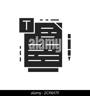 Course material black glyph icon. Online course learning exam. Training programs, courses and lectures. Pictogram for web page, mobile app. Stock Vector
