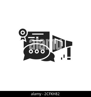 Oratory courses black glyph icon. Education public speaking. Pictogram for web page, mobile app. UI UX GUI design element. Stock Vector