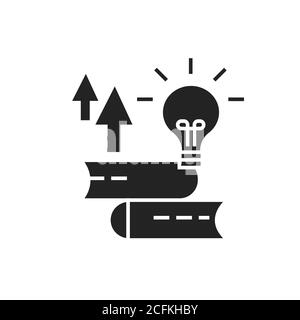 Psychology courses black glyph icon. Mental health. E-learning. Self improvement. Pictogram for web page, mobile app. UI UX GUI design element. Stock Vector