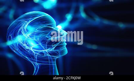 Innovation technology abstract background with human head silhouette.