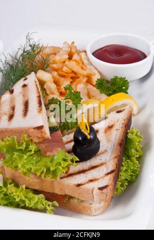 Pressed and toasted stuffed panini Stock Photo