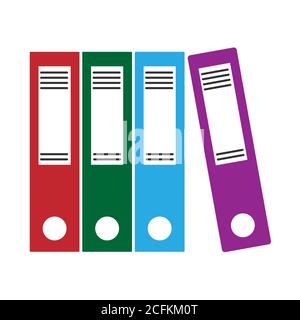 set of color folders for documents. Stock vector illustration isolated on a white background. Flat style Stock Vector