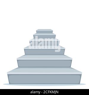 Grey concrete staircase. Stair template front view, vector illustration isolated on white Stock Vector