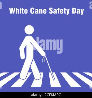 WHITE CANE DAY man cross Stock Vector