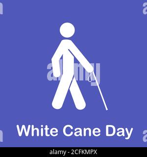 WHITE CANE DAY man cross Stock Vector