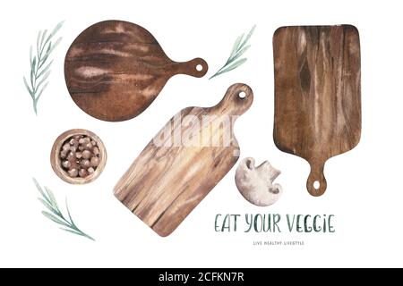 Watercolor wood plank board background label. Perfect as a table,  background for items. Hand draw illustration Stock Photo - Alamy