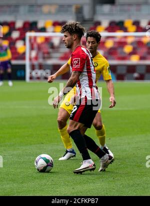 Brentford, UK. 06th Sep, 2020. Emiliano Marcondes of Brentford during the Carabao Cup 1st round match behind closed doors between Brentford and Wycombe Wanderers at the Brentford Community Stadium, Brentford, England on 6 September 2020. Photo by Liam McAvoy/PRiME Media Images. Credit: PRiME Media Images/Alamy Live News Stock Photo