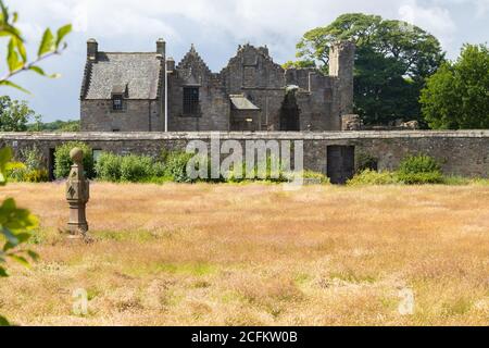 The walled garden and the remains of Aberdour Castle in Aberdour Fife Scotland. Stock Photo