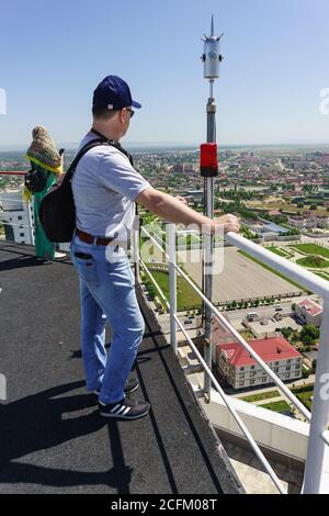 Grozny, Chechen Republic, Russia - June 02, 2019: Tourists on the observation deck in the city center Stock Photo