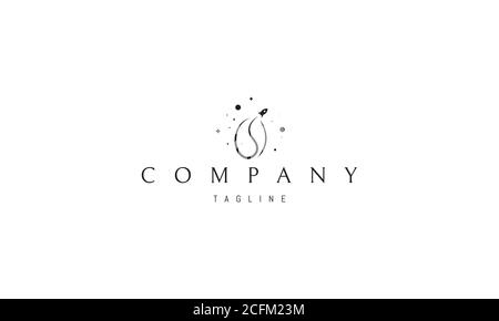 Vector logo on which an abstract image of a rocket track that forms the shape of a coffee bean. Stock Vector