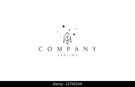 Vector logo on which an abstract image of a water drop in the form of a flying rocket. Stock Vector