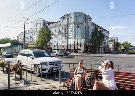 Evpatoria, Crimea, Russia-September 7, 2019: hotel Ukraine on Lenin Avenue, 42/19 in the resort town Stock Photo