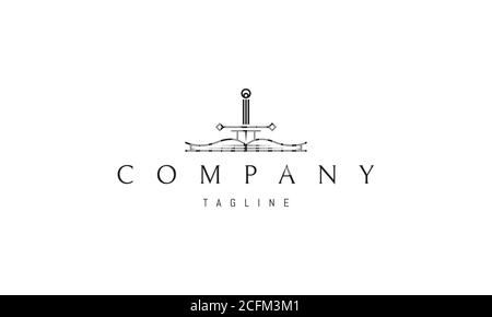 Vector logo on which an abstract image of an open book and a sword. Stock Vector