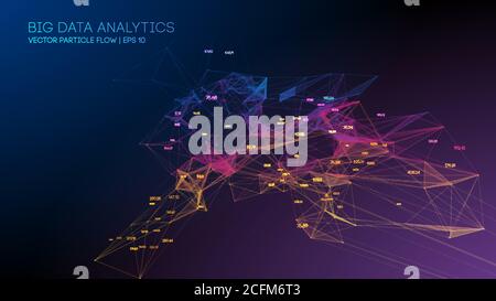 Big Data Analytics Blockchain technology background. Colorful triangle particles background. EPS 10. Business background. Stock Vector