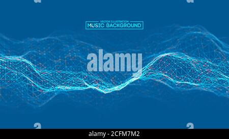 Blue background design. Colourful music background design. Abstract sound wave music equalizer. Particle background audio abstract. EPS 10. Stock Vector