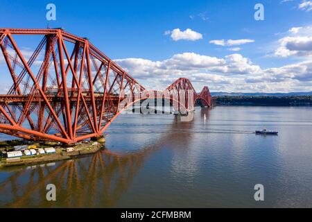 Aerial view of North Queensferry and the Forth Rail Bridge, Fife, Scotland.