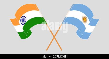 India and Argentina Flags Crossed And Waving Flat Style. Official ...