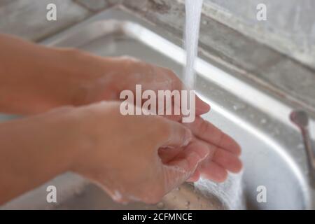 Washing soap bubbles personal hygiene, stock photo Stock Photo