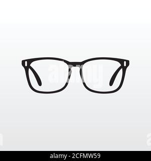 Eyeglasses icon vector illustration for reading or official work. Black eyeglasses silhouette isolated on white background. Stock Vector
