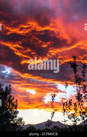 Colorful sunset over the Rocky Mountains; central Colorado; USA Stock Photo