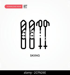 Skiing vector icon. Modern, simple flat vector illustration for web site or mobile app Stock Vector