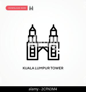 Kuala lumpur tower vector icon. Modern, simple flat vector illustration for web site or mobile app Stock Vector