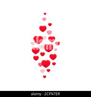 Flying red hearts icon. Streaming video. Vector on isolated white background. EPS 10 Stock Vector