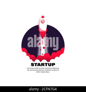 Startup icon. Rocket. Rocketship for business concept. Vector on isolated white background. EPS 10 Stock Vector