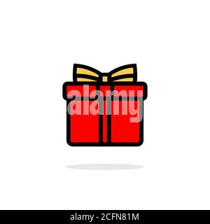 Gift box flat icon. Christmas, New Year or birthday present. Vector on isolated white background. EPS 10 Stock Vector