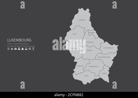 Luxembourg map. National map of the world. Gray colored countries map series. Stock Vector