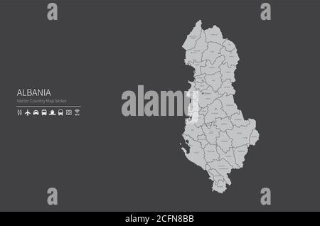 Albania map. National map of the world. Gray colored countries map series. Stock Vector