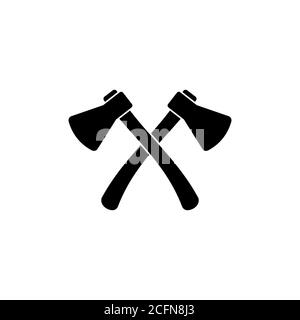 Lumberjack axes crossed icon. Vector on isolated white background. EPS 10 Stock Vector