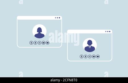 Mockup Call Screen for PC or smartphone. Video call conference, remote project management, quarantine, working from home, social distancing Stock Vector