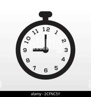 Time Clock Icon black isolated on white background vector illustration. Creative circle clock icon design. Stock Vector