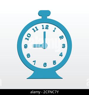 Time Clock Icon blue isolated on white background vector illustration. Creative circle clock icon design. Stock Vector