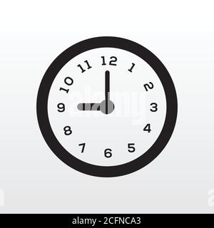 Time Clock Icon black isolated on white background vector illustration. Creative circle clock icon design. Stock Vector