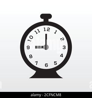 Time Clock Icon black isolated on white background vector illustration. Creative circle clock icon design. Stock Vector