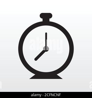 Time Clock Icon black isolated on white background vector illustration. Creative circle clock icon design. Stock Vector