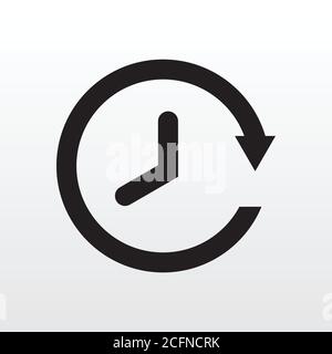 Time Clock Icon black isolated on white background vector illustration. Creative circle clock icon design. Stock Vector