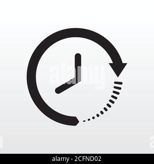 Time Clock Icon black isolated on white background vector illustration. Creative circle clock icon design. Stock Vector