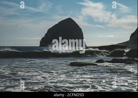 Haystack Rock in Pacific City, Oregon Stock Photo