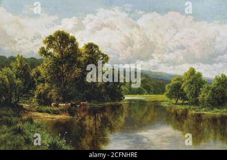 Parker Henry Hillier - Cattle at the River - British School - 19th  Century Stock Photo